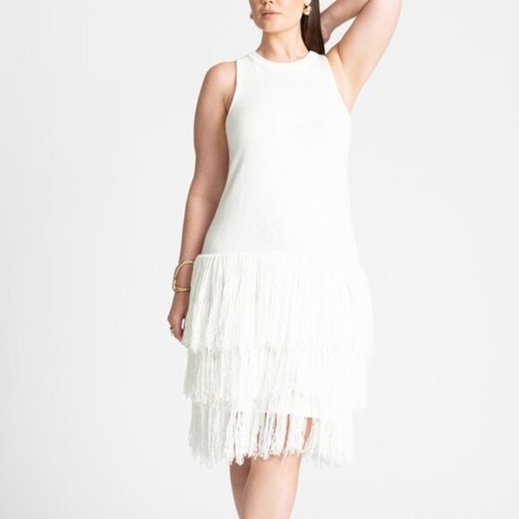 Eloquii Fringe Sweater Mini Dress NWT - Picture 1 of 3